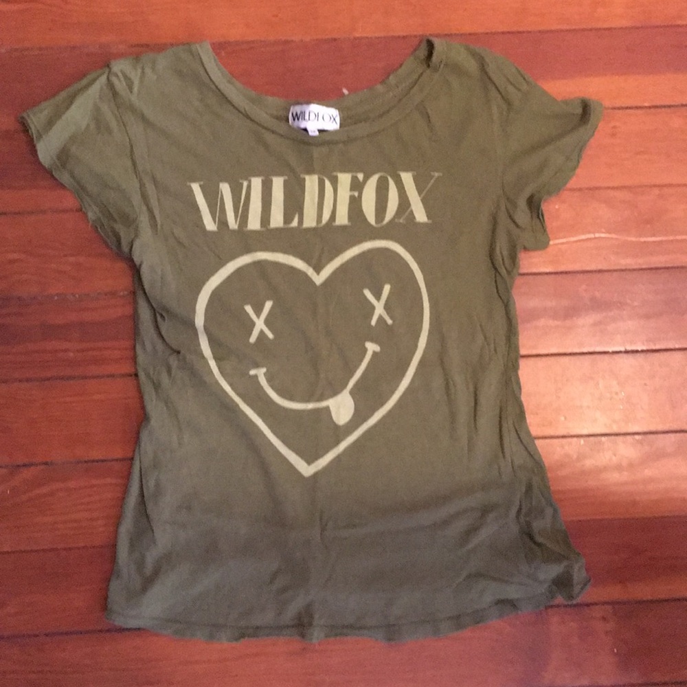 Wildfox T-shirt, Olive Green, Size M